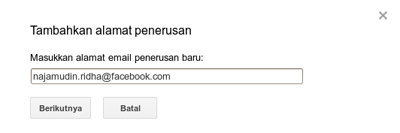 Masukkan alamat email penelusuran baru