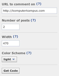 setting facebook komentar